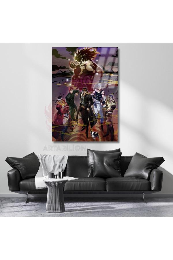 Cam Anime Tablosu Jojo Temalı Dijital Baskı Cam Tablo Oyuncu Odası Tablosu - Image 1