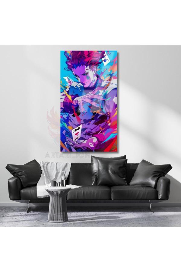 Cam Anime Tablosu Hisoka Hunterx Hunter Temalı Dijital Baskı Cam Tablo Oyuncu Odası Tablosu - Image 1