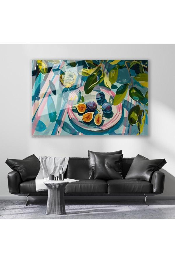 Cam Yatay Duvar Tablosu Cam Incir Tabagi Ev Ofis Salon Modern Duvar Tablosu - Image 1