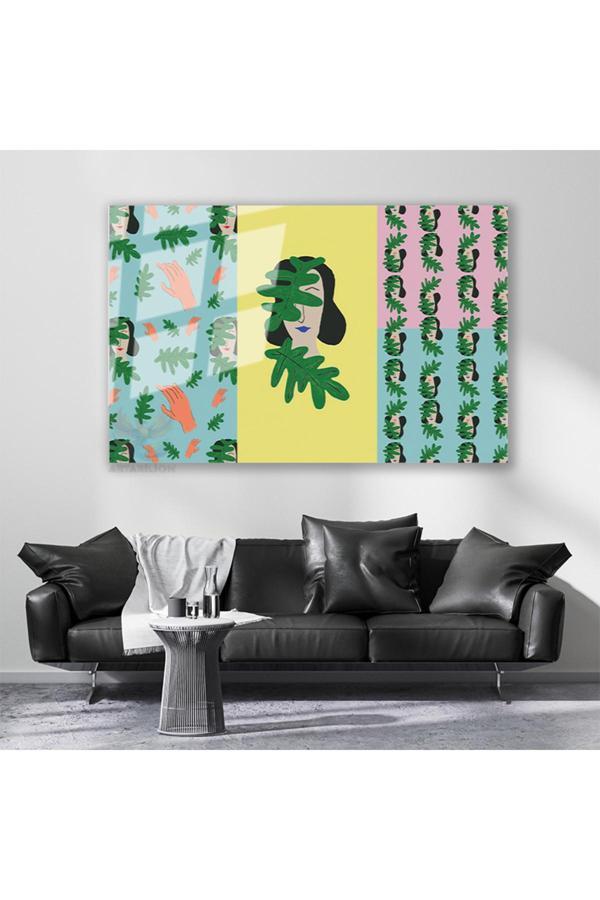 Cam Yatay Duvar Tablosu Cam Matisse Sanati Soyut Yapraklar Ev Ofis Salon Modern Duvar Tablosu - Image 1