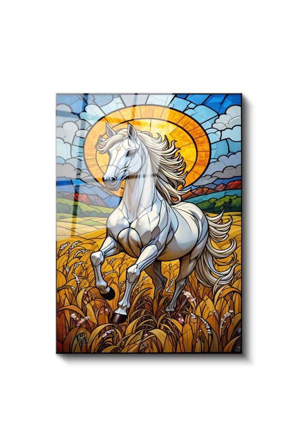 Cam Dikey Duvar Tablosu Cam Mozaik At Ev Ofis Salon Modern Duvar Tablosu - Image 1