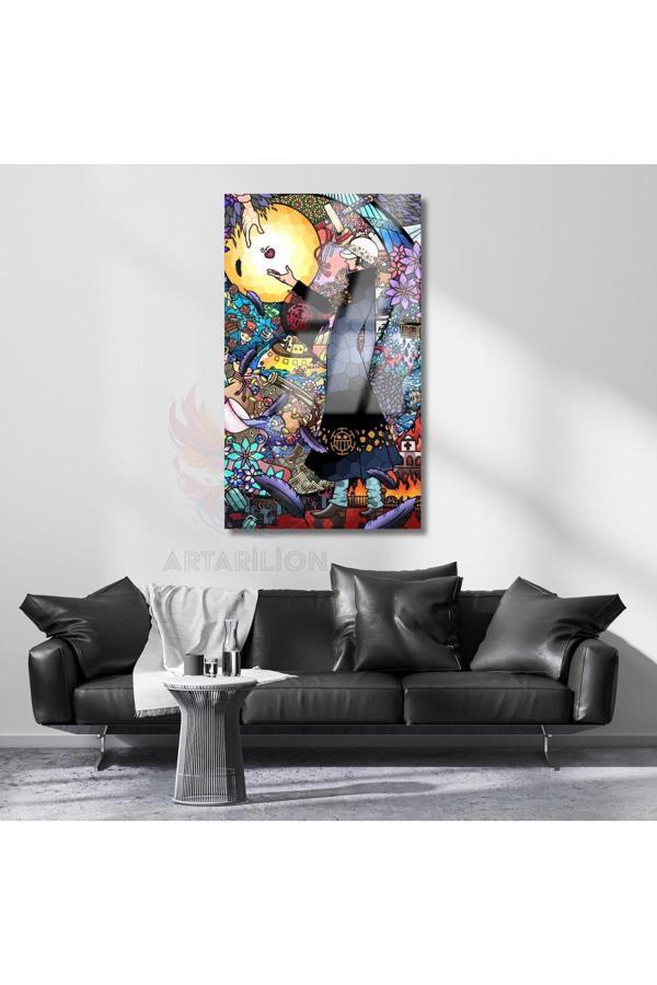 Cam Anime Tablosu Law One Piece Temalı Dijital Baskı Cam Tablo Oyuncu Odası Tablosu - Image 1
