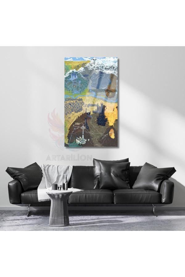 Cam Tablo Yüzüklerin Efendisi Haritası Dijital Baskı Cam Tablo Dizi Film Tablosu - Image 1