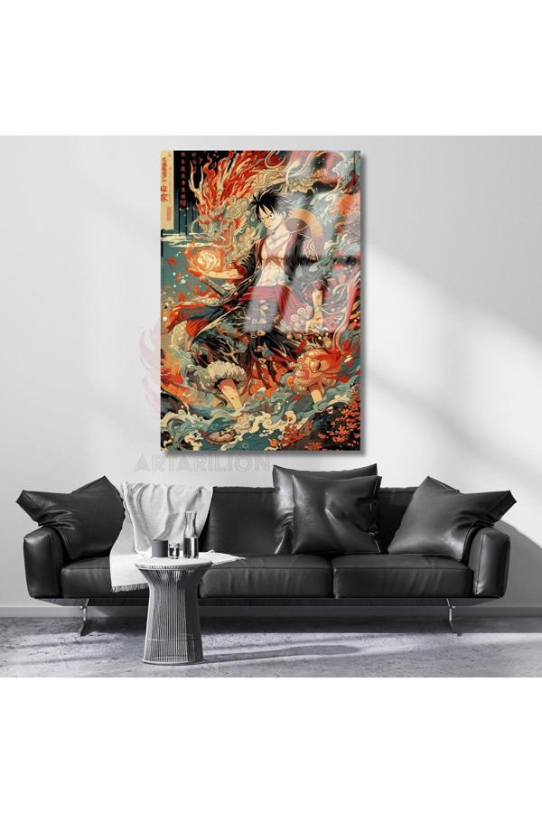 Cam Anime Tablosu One Piece Temalı Luffy Dijital Baskı Cam Tablo Dizi Film Anime Tablosu - Image 1