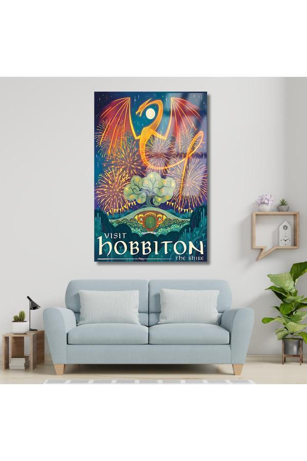 Yüzüklerin Efendisi Cam Hobbiton Dijital Baskı Kırılmaz Cam Tablo LOTR Cam Tablo - Image 1