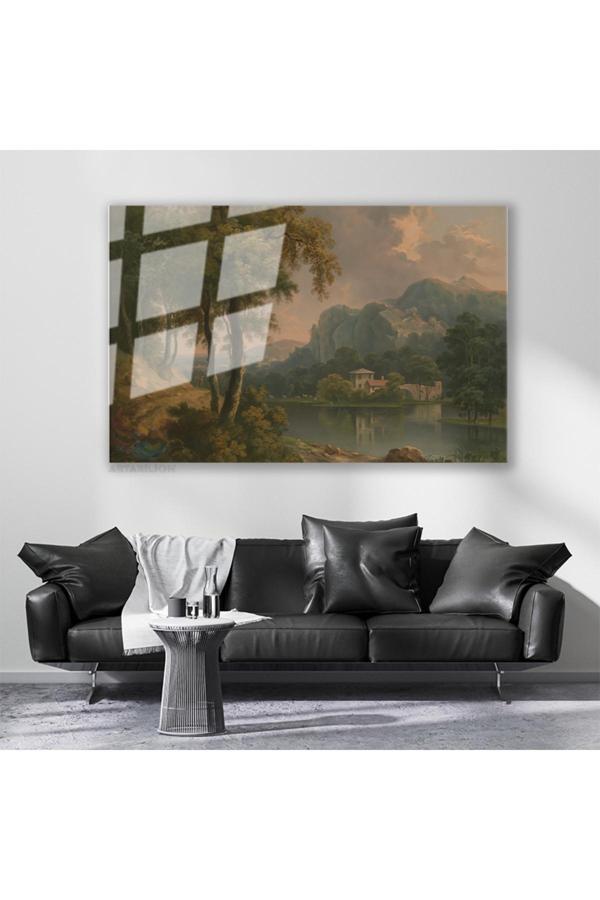 Cam Yatay Duvar Tablosu Cam Ormanlik Manzarasi Ev Ofis Salon Modern Duvar Tablosu - Image 1