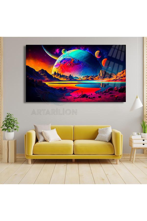 Kırılmaz Cam Tablo Fantastik Gezegenler Oyuncu Odası Tablosu Tasarım Kırılmaz Cam Tablo - Image 1