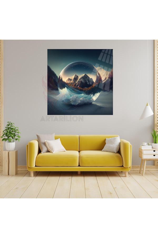 Kar Üstündeki Damla Kırılmaz Cam Manzara Tablosu Oturma Odası Tablosu Şık Tasarım Tablo - Image 1