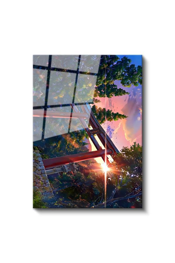 Cam Dikey Duvar Tablosu Cam Japon Kapılar Geçitler Ev Ofis Salon Modern Duvar Tablosu - Image 1