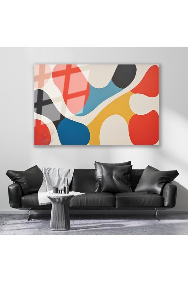 Cam Yatay Duvar Tablosu Cam Renkli Kivrimlar2 Ev Ofis Salon Modern Duvar Tablosu - Image 1