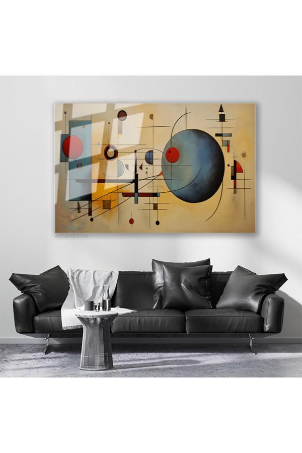 Cam Yatay Duvar Tablosu Cam Geometrik Sekiller Ev Ofis Salon Modern Duvar Tablosu - Image 1