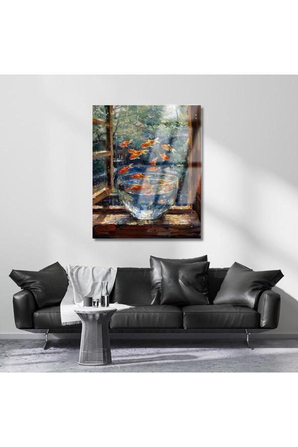 Kırılmaz Cam Tablo Japon Balıkları Duvar Tablosu Hd Baskı Kırılmaz Cam Tablo - Image 1