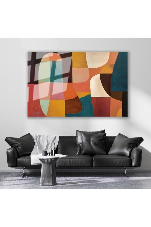 Cam Yatay Duvar Tablosu Cam Soyut Geometrik Sanat4 Ev Ofis Salon Modern Duvar Tablosu - Image 1