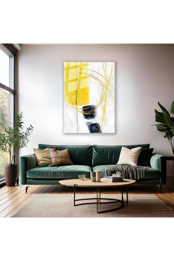 Soyut Tasarım Cam Tablo Renkli Fırça Darbeleri Modern Salon Tablosu Ev Dekorasyon Duvar Tablosu - Image 1