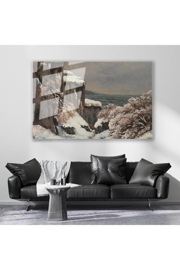 Cam Yatay Duvar Tablosu Cam Kis Manzarasi Ev Ofis Salon Modern Duvar Tablosu - Image 1