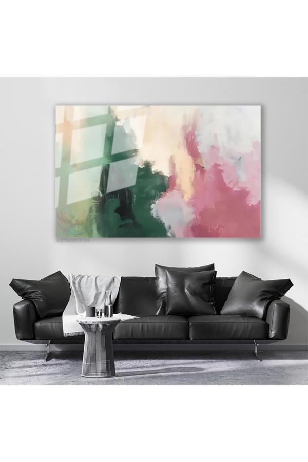 Cam Yatay Duvar Tablosu Cam Soyut Renk Sanati4 Ev Ofis Salon Modern Duvar Tablosu - Image 1