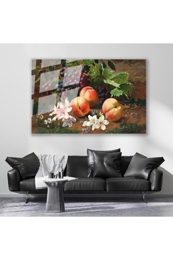 Cam Yatay Duvar Tablosu Cam Naturmort Meyveler Ev Ofis Salon Modern Duvar Tablosu - Image 1
