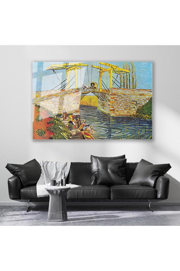 Cam Yatay Duvar Tablosu Cam Soyut Manzara2 Ev Ofis Salon Modern Duvar Tablosu - Image 1