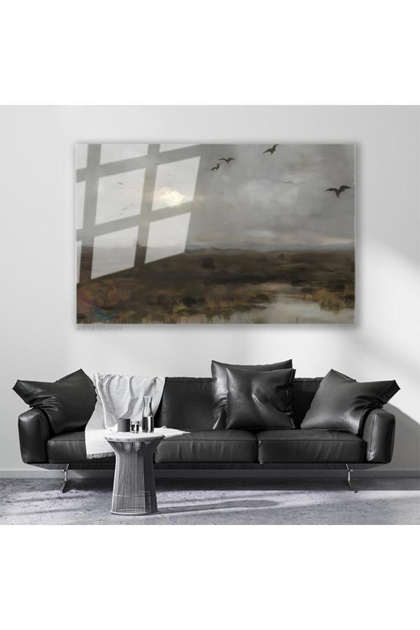 Cam Yatay Duvar Tablosu Cam Vintage Gokyuzu Ev Ofis Salon Modern Duvar Tablosu - Image 1