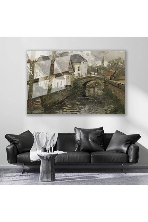 Cam Yatay Duvar Tablosu Cam Vintage Manzara4 Ev Ofis Salon Modern Duvar Tablosu - Image 1