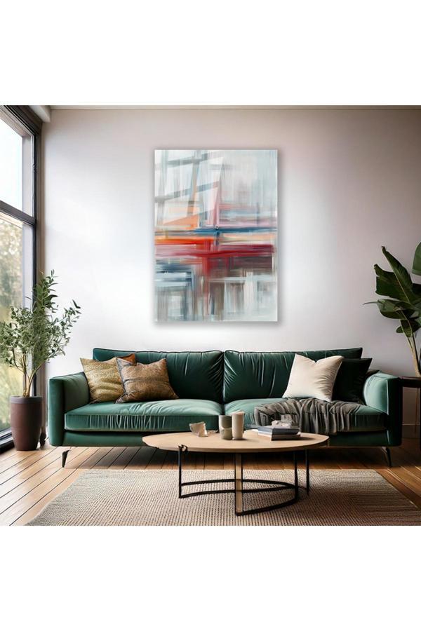 Soyut Çizgiler Cam Tablo Duvar Tablosu Modern Ev Dekoru Cam Salon Tablosu - Image 1
