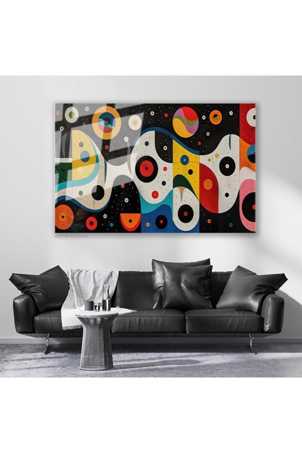 Cam Yatay Duvar Tablosu Cam Yuvarlak Renkli Sekiller Ev Ofis Salon Modern Duvar Tablosu - Image 1