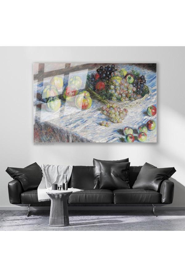 Cam Yatay Duvar Tablosu Cam Naturmort Meyveler2 Ev Ofis Salon Modern Duvar Tablosu - Image 1
