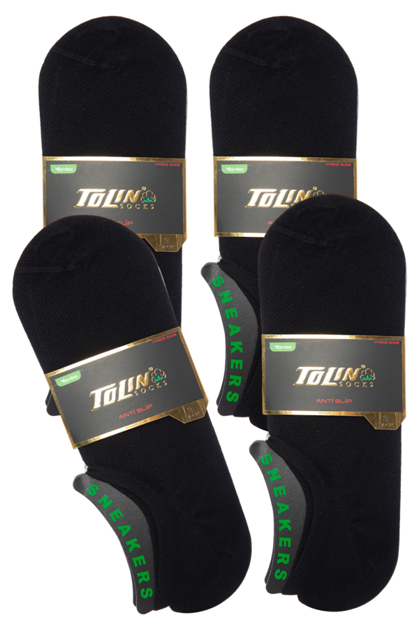 Erkek 12 li Bambu Sneakers Çorap Seti Anti-Slip Kaymaz 10601 - Image 1