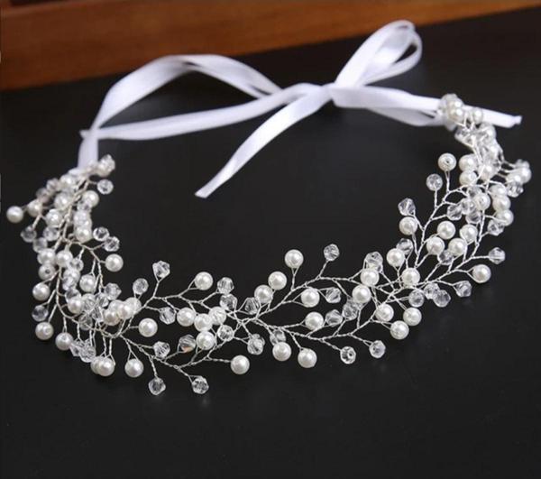 Eflamel Design Kristal Taşlı Incili Gelin Tacı Saç Aksesuarı, Düğün,kına,nikah,nişan Tacı Saç Aksesuarı 33 Cm - Image 1