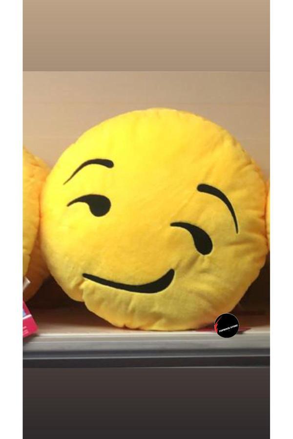 Çatık Kaş Emoji Yastık 35 Cm Büyük Boy Hediyelik Uyku Arkadaşı - Image 1