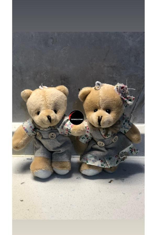 Sevimli Elbiseli Tulumlu Ayıcık Peluş Oyuncak Anahtarlık Uyku Arkadaşı Hediyelik 12 CM Sevgiliye Eşe - Image 1