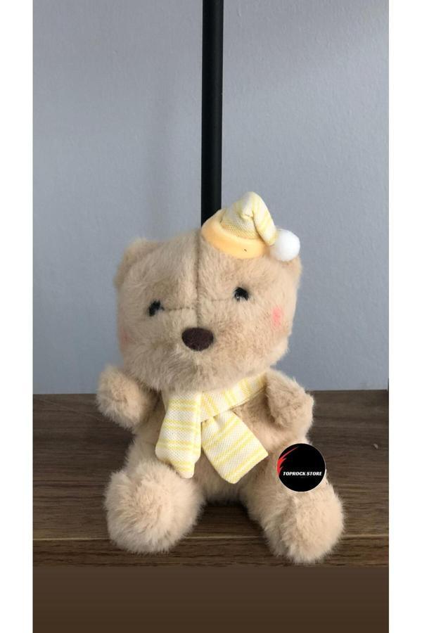 Sevimli Şapkalı Atkılı Ayıcık Peluş Oyuncak Anahtarlık Hediyelik Uyku Arkadaşı 15 Cm - Image 1