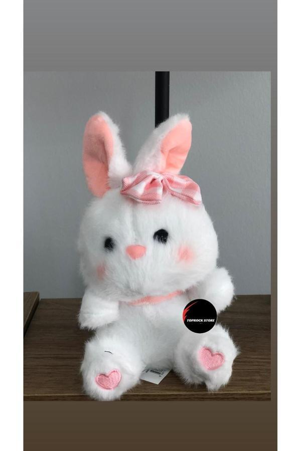 Sevimli Tavşan Peluş Oyuncak Kurdelalı Kalpli Hediyelik Uyku Arkadaşı 15 Cm - Image 1