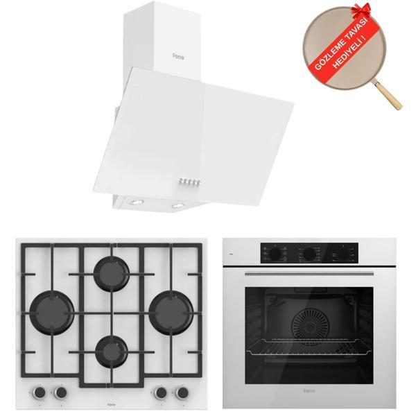 Ferre SilenArt  Yeni Seri Leva Beyaz  Ankastre Set ( D087 + LN386  + QBL62CB ) - Image 1