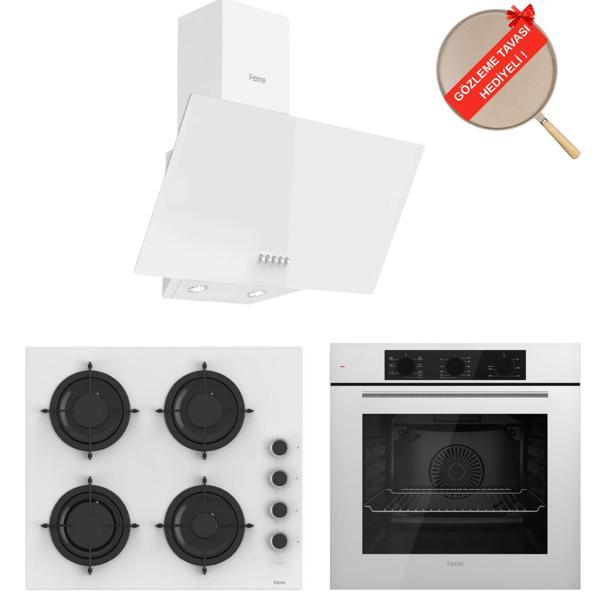 Ferre Flowart Yeni Seri Solia Beyaz  Ankastre Set   ( D087 + CS206-FA   + QBL62CB ) - Image 1