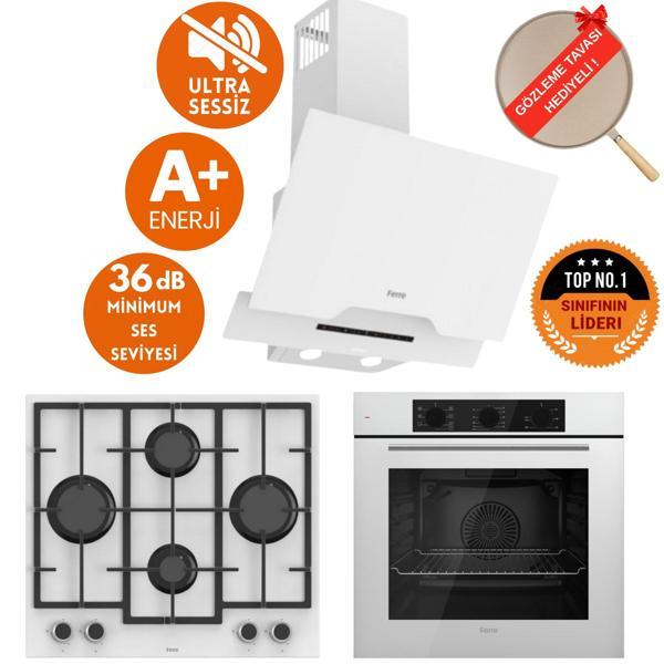 Ferre SilenArt Lento Yeni Seri  Ultra Sessiz Beyaz  Ankastre Set ( D064-SA + LN386  + QBL62CB ) - Image 1