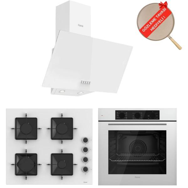 Ferre SilenArt  Yeni Seri Laria Beyaz  Ankastre Set ( D087 + SS206  + QBL62CB ) - Image 1