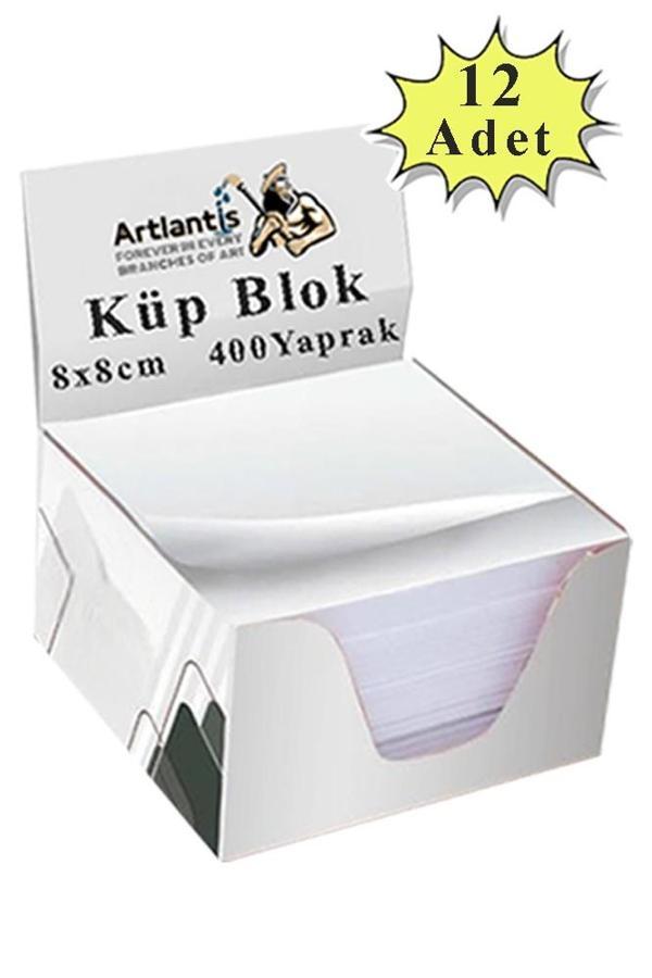 Masaüstü Küp Blok Not Kağıdı 12 Paket 8x8 cm Beyaz Küp Not Kağıdı Kare Kağıt Beyaz Boş Kağıt 400 Yaprak Hatırlatma Ofis - Image 1