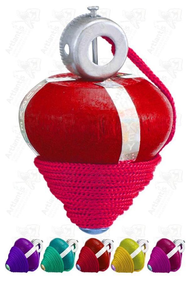 Ahşap Topaç 1 Adet Renkli Kaliteli Ahşap Topaç İpli Dönene Zilli Ağaç Topaç Nostaljik Oyuncak Geleneksel Okul Öncesi - Image 1