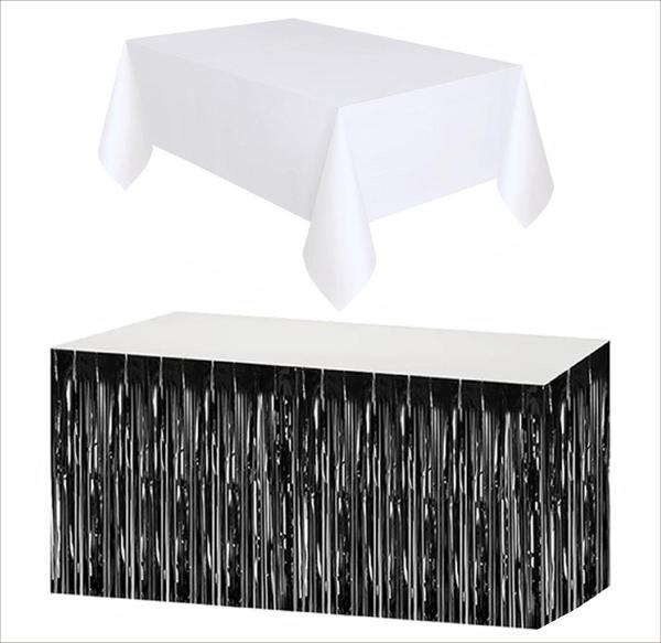 Taraftar Beyaz Masa Örtüsü, Siyah Masa Eteği - Image 1