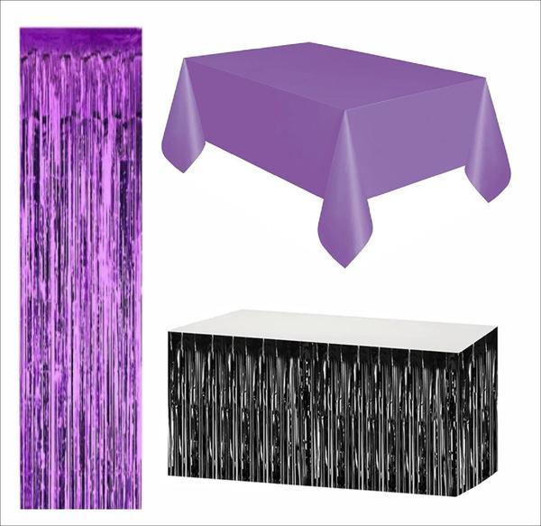 Mor Masa Örtüsü, Siyah Masa Eteği, Mor Arka Fon - Image 1