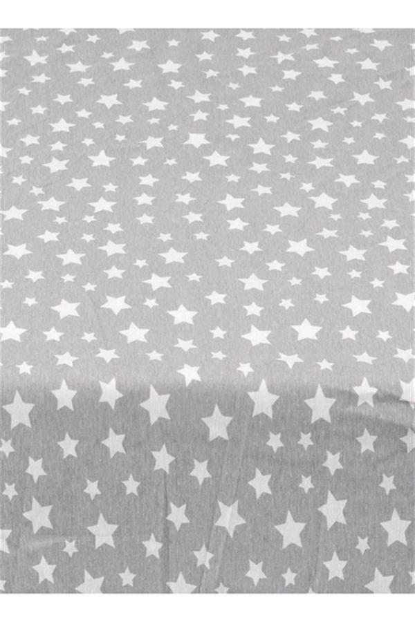 More Home  Çift Kişilik Lastikli Çarşaf  Seti + Yastık Kılıfı Gri Yıldızlı  - Image 1