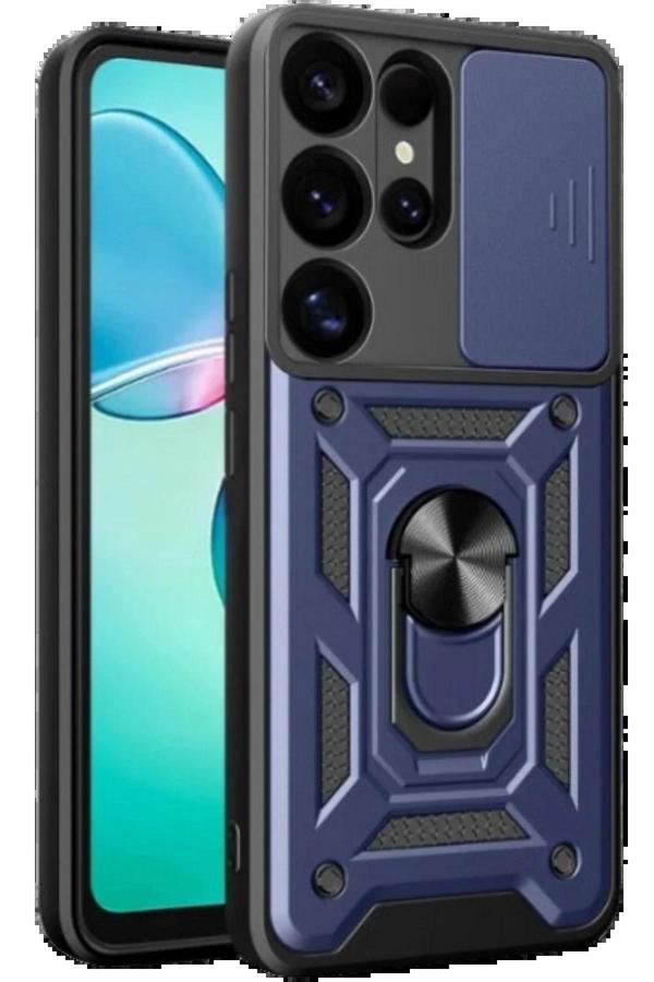 Samsung Galaxy S25 Ultra Kılıf Pars Lens Yüzüklü Silikon - Lacivert-(5796) - Image 1