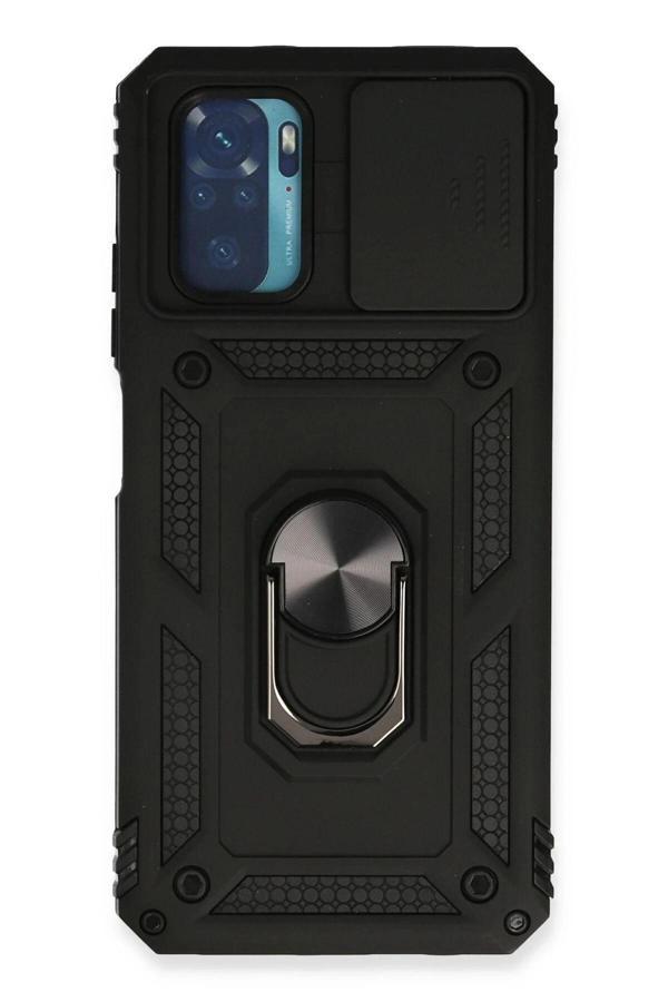 Xiaomi Redmi Note 10 Kılıf Pars Lens Yüzüklü Silikon - Siyah-(5796) - Image 1