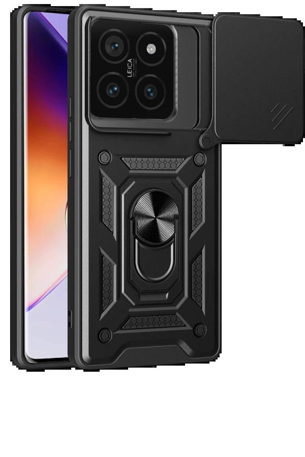 Xiaomi Mi 14T Pro Kılıf Pars Lens Yüzüklü Silikon - Siyah-(5796) - Image 1