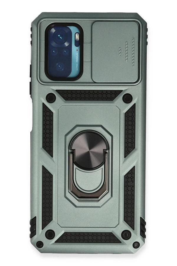 Xiaomi Redmi Note 10 Kılıf Pars Lens Yüzüklü Silikon - Yeşil-(5796) - Image 1