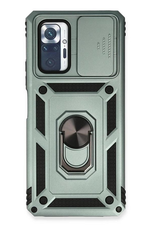 Xiaomi Redmi Note 10 Pro Kılıf Pars Lens Yüzüklü Silikon - Yeşil-(5796) - Image 1