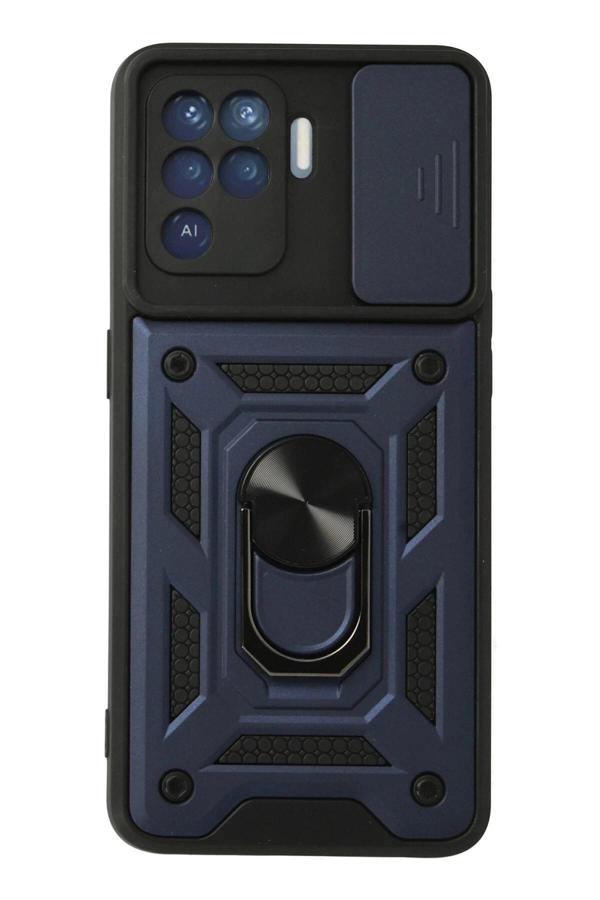 Oppo Reno 5 Lite Kılıf Pars Lens Yüzüklü Silikon - Lacivert-(5796) - Image 1