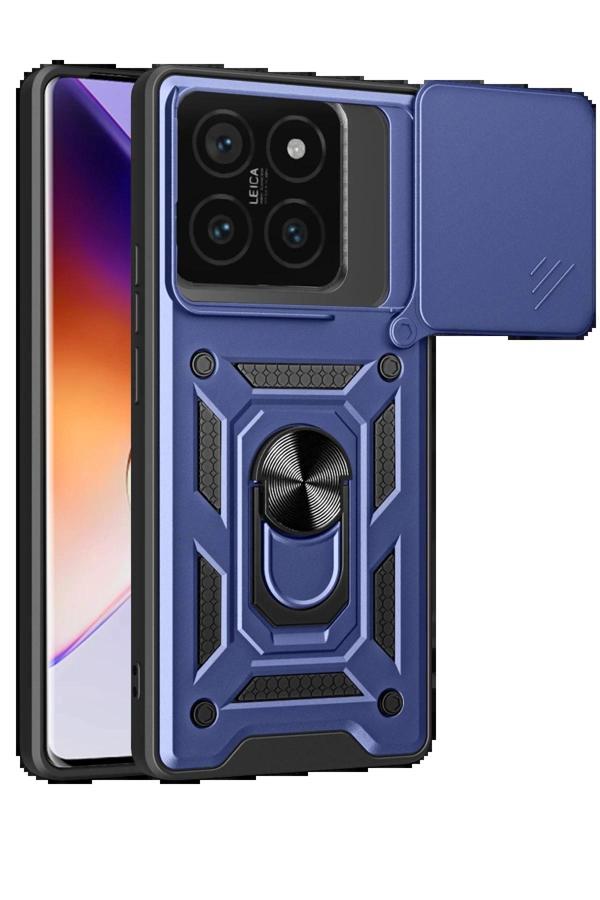 Xiaomi Mi 14T Pro Kılıf Pars Lens Yüzüklü Silikon - Lacivert-(5796) - Image 1