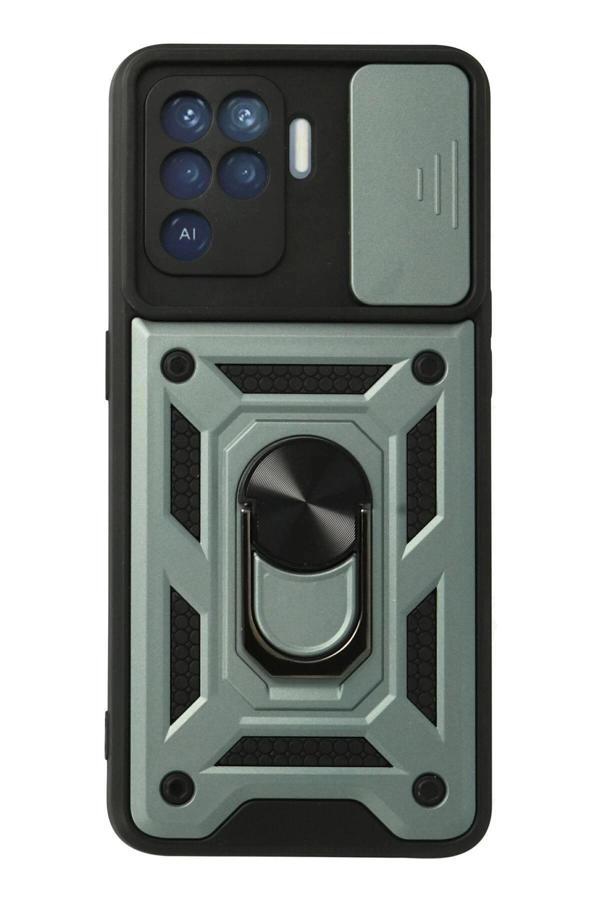 Oppo Reno 5 Lite Kılıf Pars Lens Yüzüklü Silikon - Yeşil-(5796) - Image 1